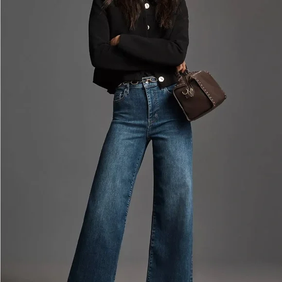 Frame Le Slim Palazzo High Rise Wide Leg Denim Jeans - Picture 1 of 5